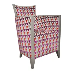 Paget Nathan Fauteuil art déco fabriqué en France en tissu et bois massif><noscript><img width=