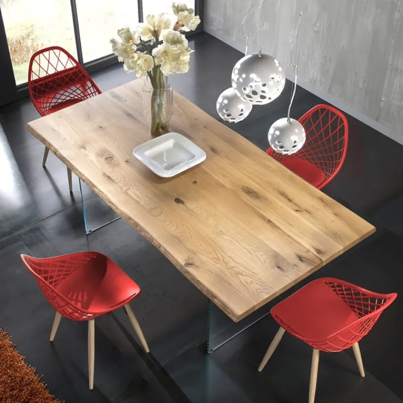 Special wood Nemesi 13.05 Table design rectangulaire en bois avec pieds en verre> Table De Salle à Manger