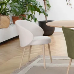 Mobitec Neo ® Fauteuil cosy confortable en tissu et pieds bois> Chaise De Salle à Manger|Chaise Salon