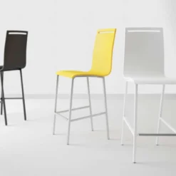 Cancio Nera Tabouret snack en métal et bois hauteur 65 cm><noscript><img width=