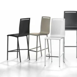 Cancio Nera Tabouret snack en métal et bois hauteur 65 cm><noscript><img width=