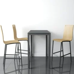 Cancio Nera Tabouret snack en métal et bois hauteur 65 cm><noscript><img width=