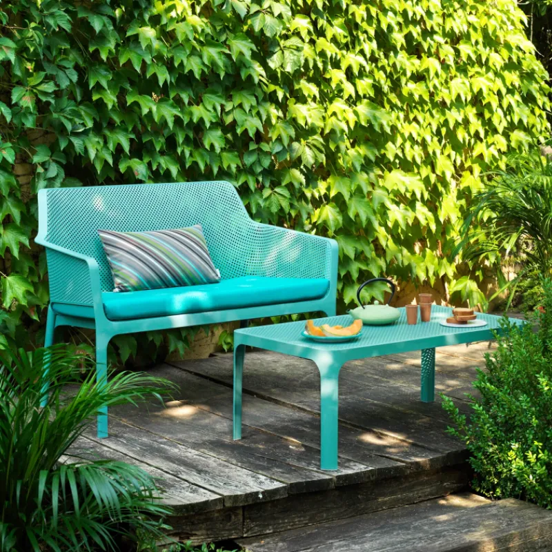 Net Table basse de jardin moderne avec plateau micro perforé 100 x 60 cm> Table De Jardin
