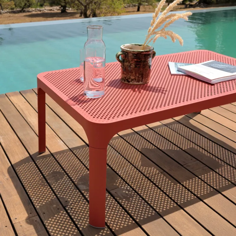 Net Table basse de jardin moderne avec plateau micro perforé 100 x 60 cm> Table De Jardin