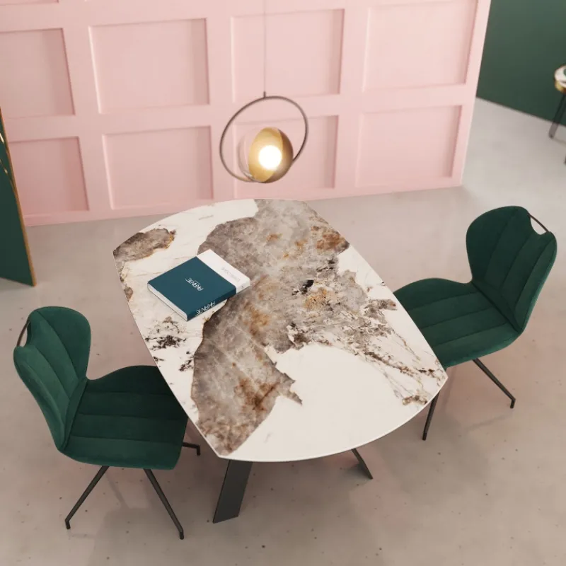 Akante New AustinTable moderne en céramique extensible avec pieds en métal noir> Table De Salle à Manger
