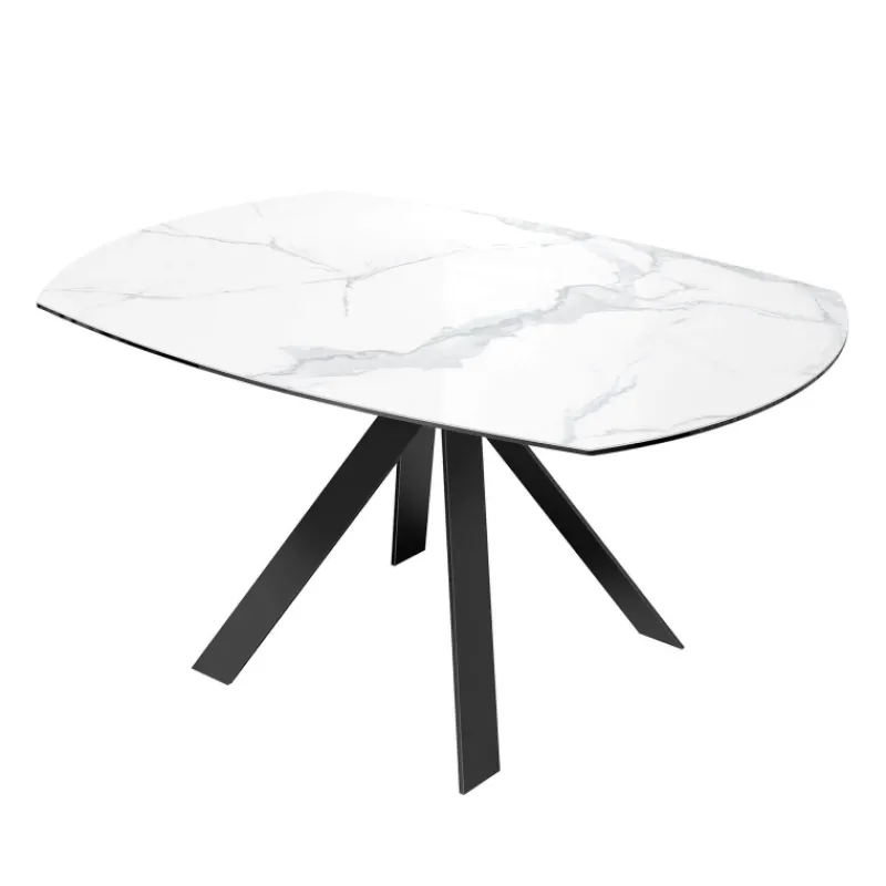 Akante New AustinTable moderne en céramique extensible avec pieds en métal noir> Table De Salle à Manger