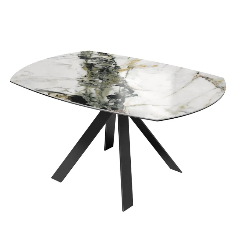 Akante New AustinTable moderne en céramique extensible avec pieds en métal noir> Table De Salle à Manger