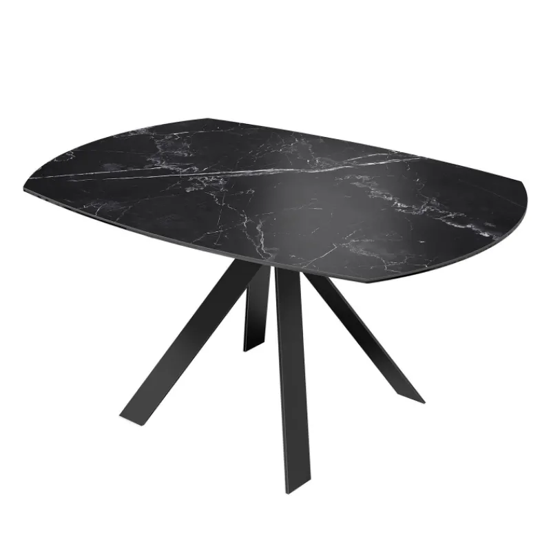 Akante New AustinTable moderne en céramique extensible avec pieds en métal noir> Table De Salle à Manger