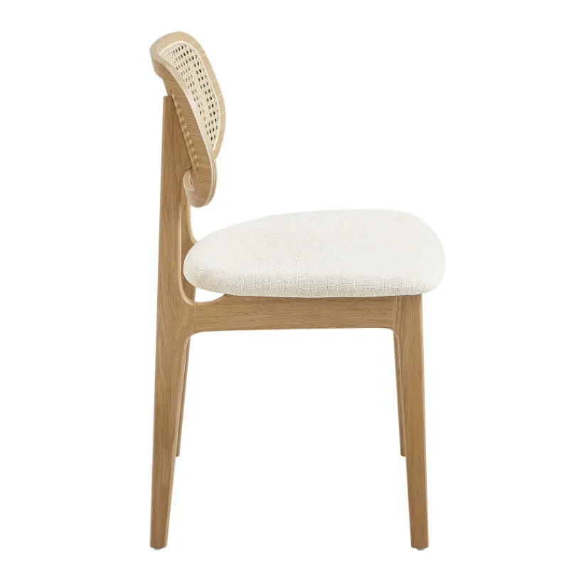 NinaChaise en bois avec dossier en cannage et assise tissu> Chaise De Salle à Manger|Chaise Salon
