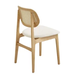 NinaChaise en bois avec dossier en cannage et assise tissu><noscript><img width=
