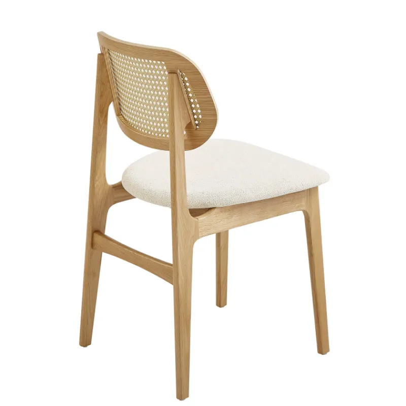 NinaChaise en bois avec dossier en cannage et assise tissu> Chaise De Salle à Manger|Chaise Salon