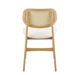 NinaChaise en bois avec dossier en cannage et assise tissu><noscript><img width=