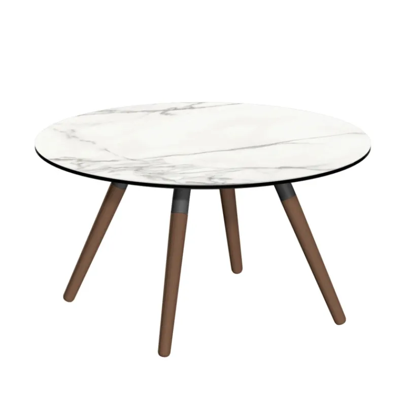 Cancio Nuba mini Table basse ronde en céramique avec pieds en bois> Table De Salon