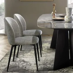 Europea Odette Chaise moderne avec dossier incurvé en tissu et pieds en métal> Chaise De Salle à Manger|Chaise Salon