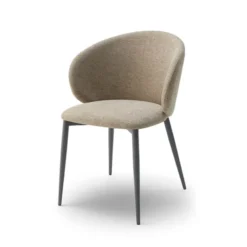 Europea Odette Fauteuil moderne dossier incurvé en tissu pieds en métal> Chaise De Salle à Manger|Fauteuil De Salon