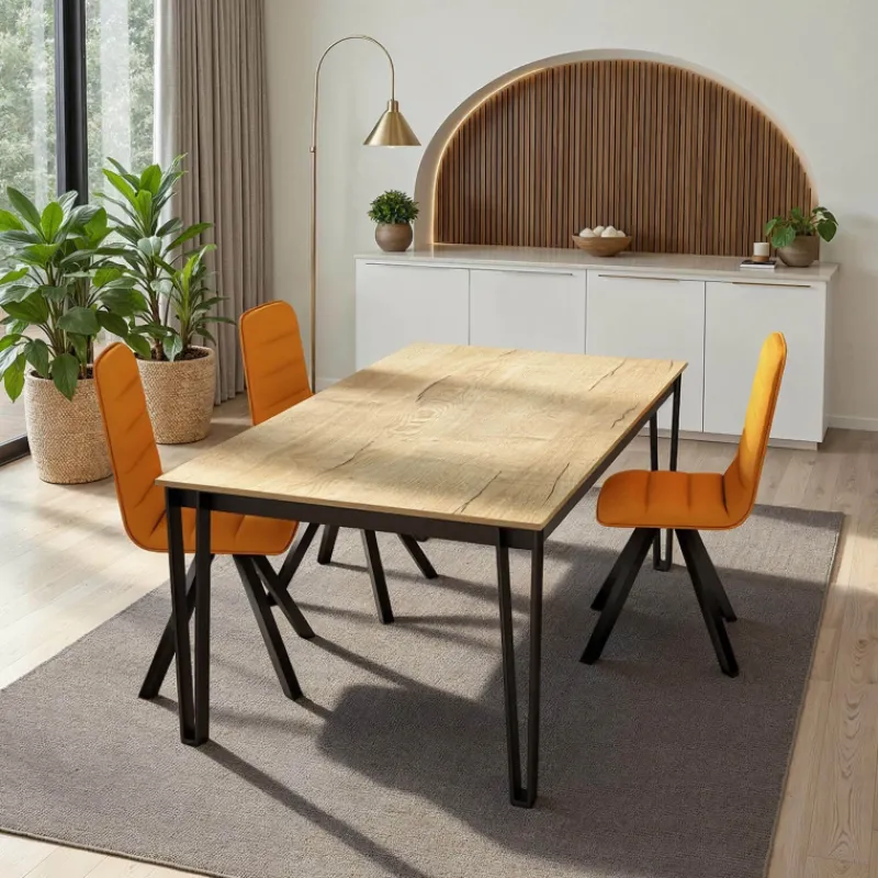 Cancio Okaso Table de salle à manger rectangulaire en stratifié pieds en épingle> Table De Salle à Manger
