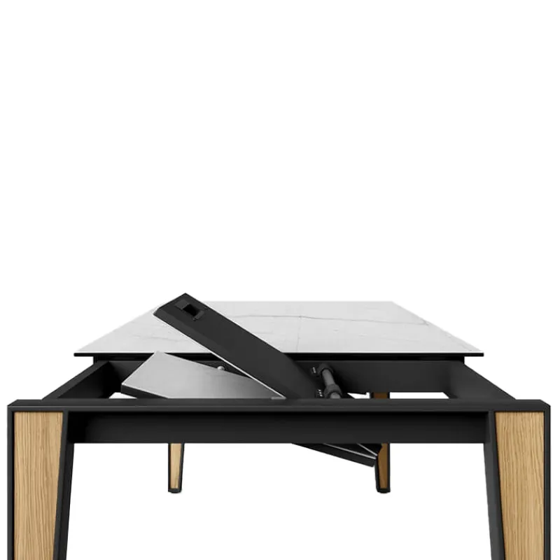 Cancio Okaso Table moderne extensible en céramique avec pieds bois et métal> Table De Salle à Manger