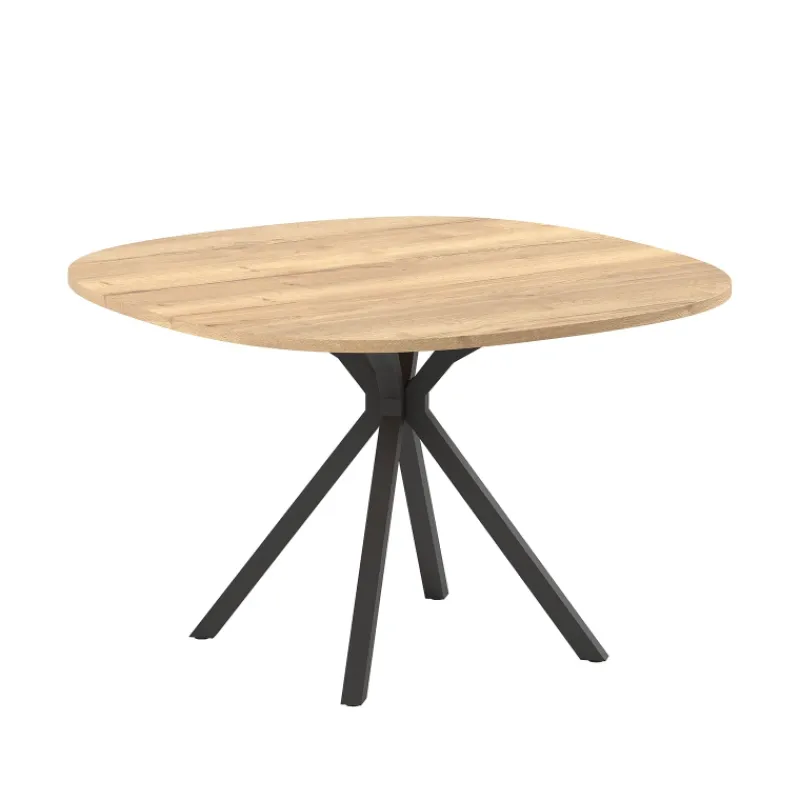 Perfecta Onyx Table carrée avec bords arrondis et pied central design en métal> Table De Salle à Manger