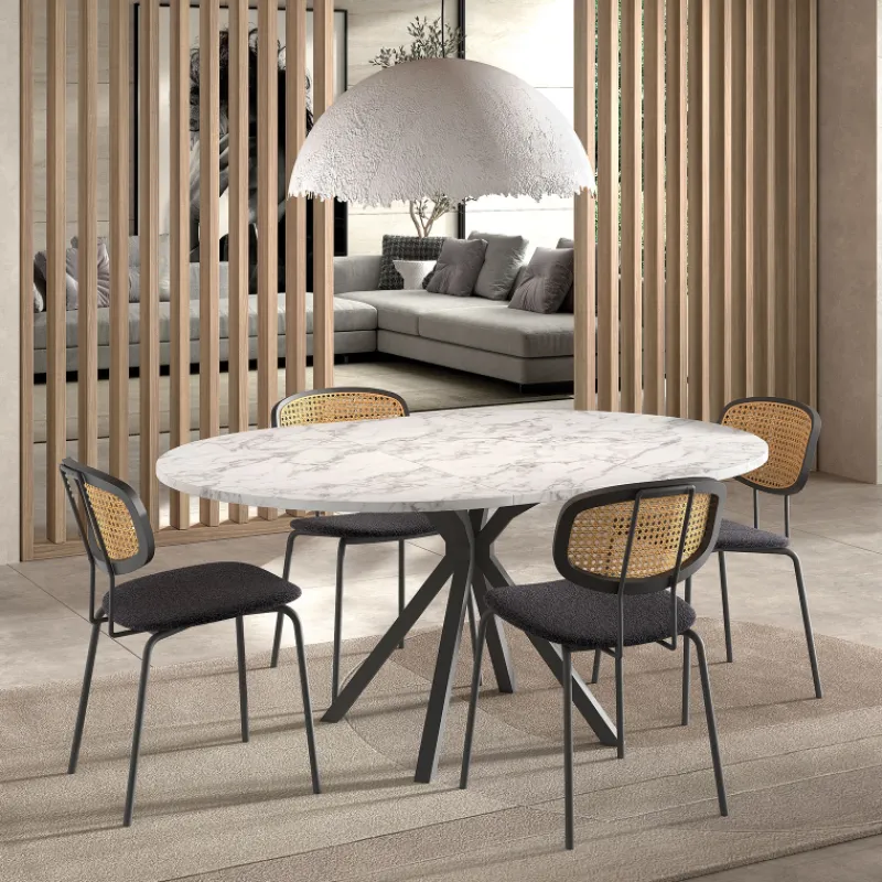 Perfecta Onyx Table ronde moderne extensible en stratifié avec pied central design> Table De Salle à Manger