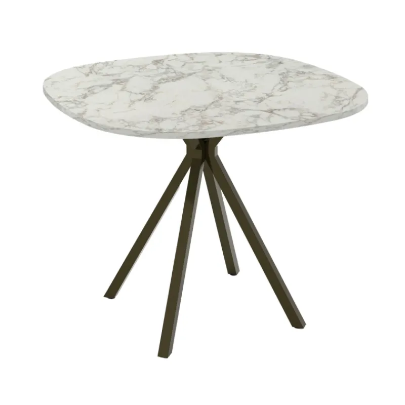 Perfecta Onyx Table snack extensible carrée avec bords arrondis en stratifié et pieds métal> Table De Cuisine|Table De Salle à Manger