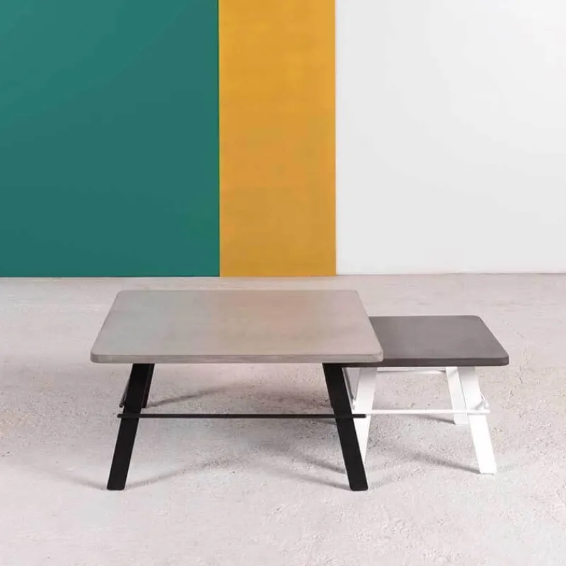 Neoh Opale Table basse design carrée en béton ciré fabrication française> Table De Salon