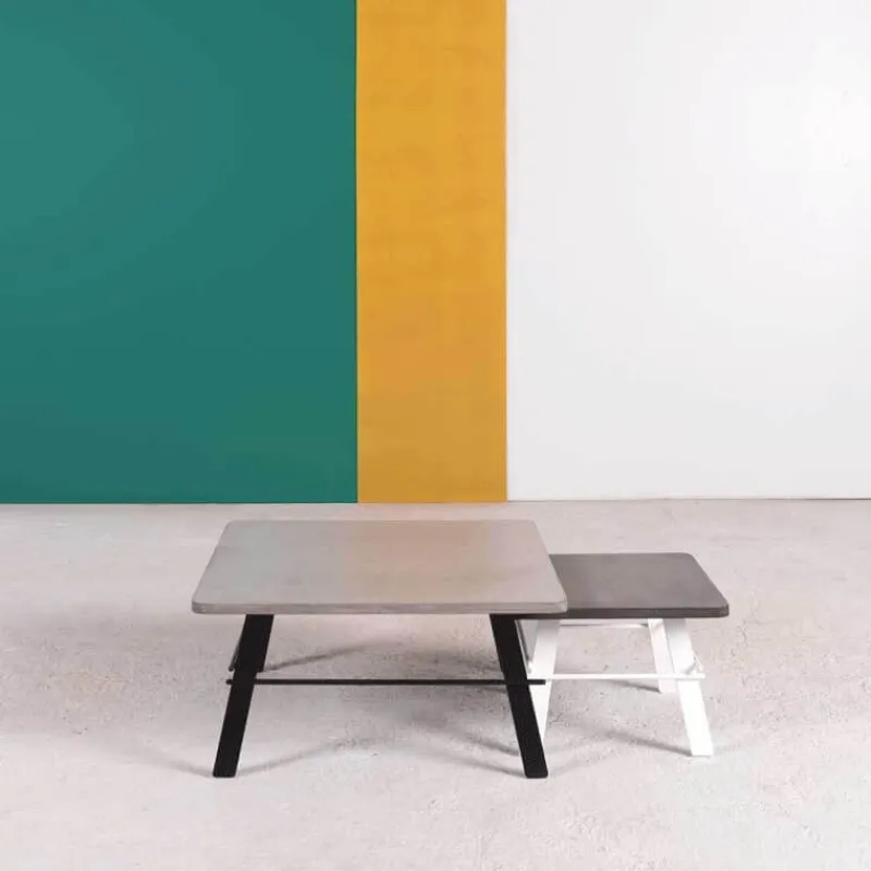 Neoh Opale Table basse design carrée en béton ciré fabrication française> Table De Salon
