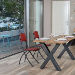 Carrier Ophélie ® Chaise de fabrication française en croûte de cuir et métal> Chaise De Cuisine