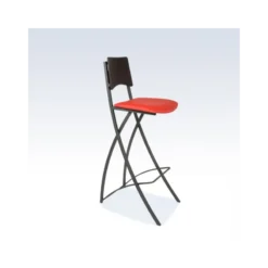 Carrier Ophélie ® Tabouret snack contemporain pliant en métal et synthétique dossier bois wengé> Tabouret Snack (assise +/- 65 Cm)|Tabouret De Bar (assise +/- 80 Cm)