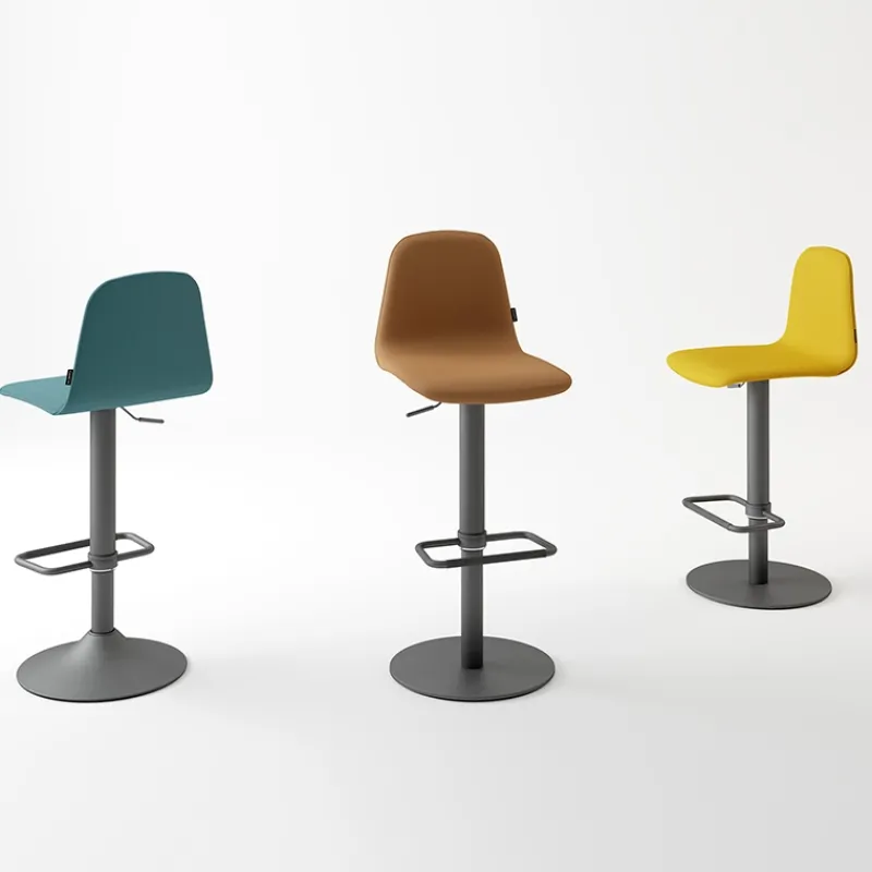 Cancio Orange Tabouret réglable en synthétique avec repose> Tabouret Snack (assise +/- 65 Cm)|Tabouret De Bar (assise +/- 80 Cm)