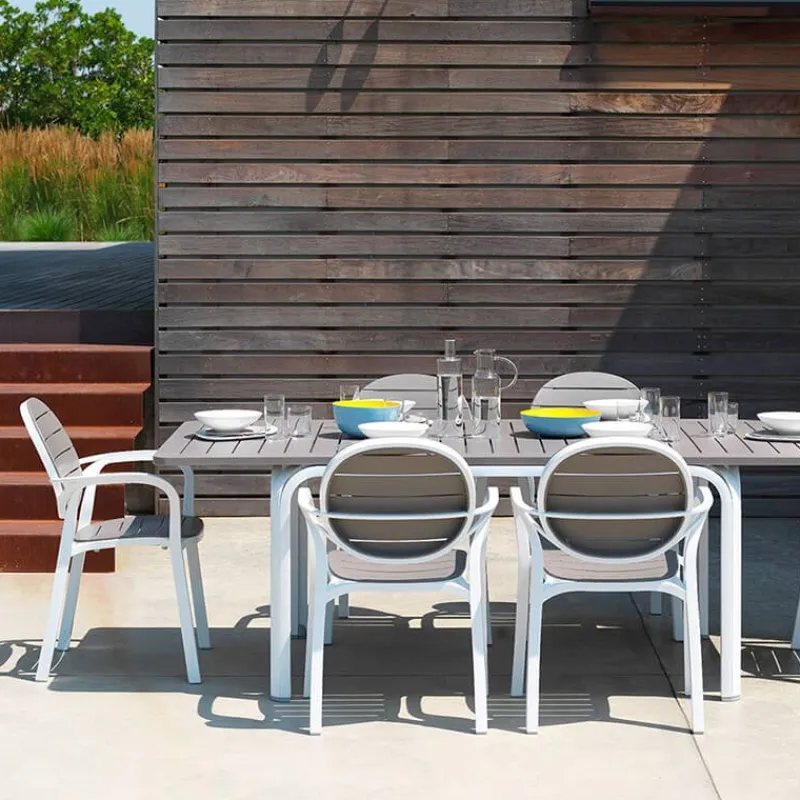 Palma Fauteuil de jardin en polypropylène coloris blanc et taupe> Chaise De Jardin|Fauteuil De Jardin