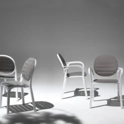 Palma Fauteuil de jardin en polypropylène coloris blanc et taupe><noscript><img width=