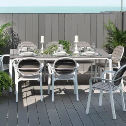 Palma Fauteuil de jardin en polypropylène coloris blanc et taupe><noscript><img width=