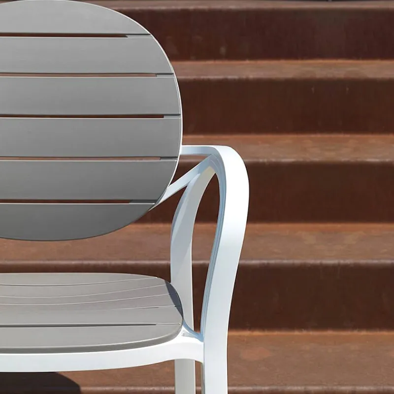 Palma Fauteuil de jardin en polypropylène coloris blanc et taupe> Chaise De Jardin|Fauteuil De Jardin