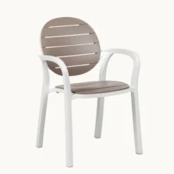 Palma Fauteuil en polypropylène coloris blanc et taupe> Chaise De Cuisine|Chaise De Salle à Manger