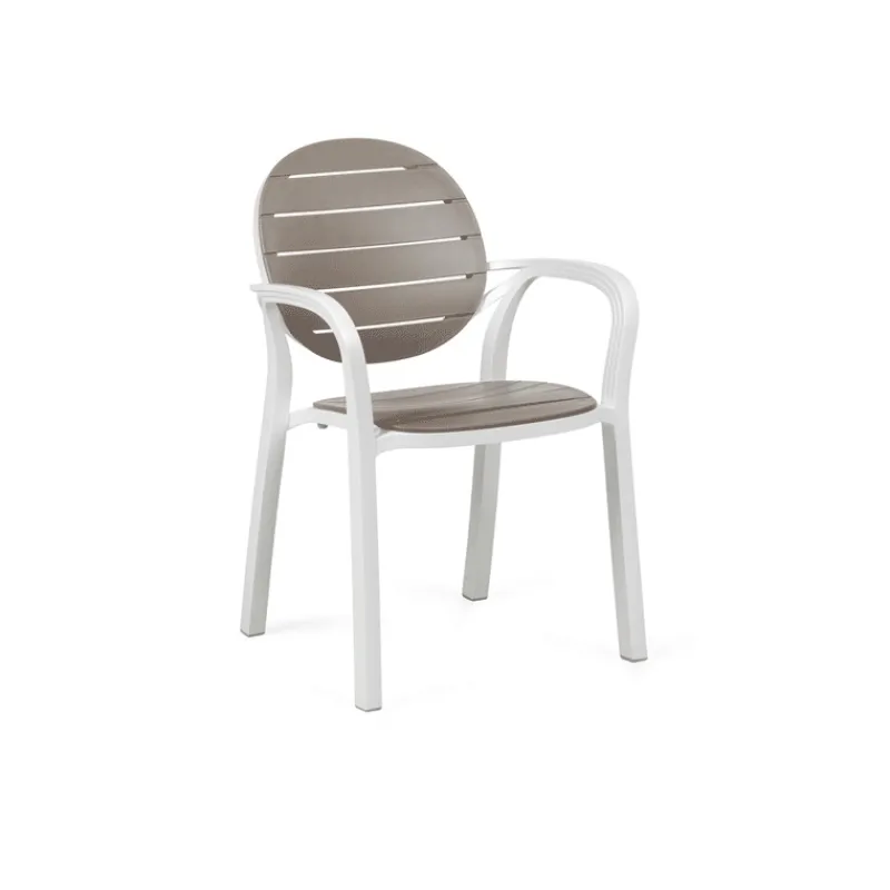 Palma Fauteuil en polypropylène coloris blanc et taupe> Chaise De Cuisine|Chaise De Salle à Manger