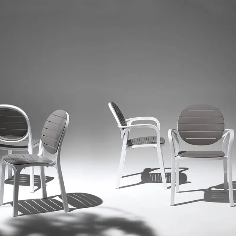 Palma Fauteuil en polypropylène coloris blanc et taupe> Chaise De Cuisine|Chaise De Salle à Manger