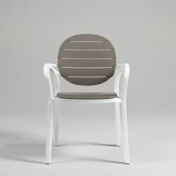 Palma Fauteuil en polypropylène coloris blanc et taupe><noscript><img width=