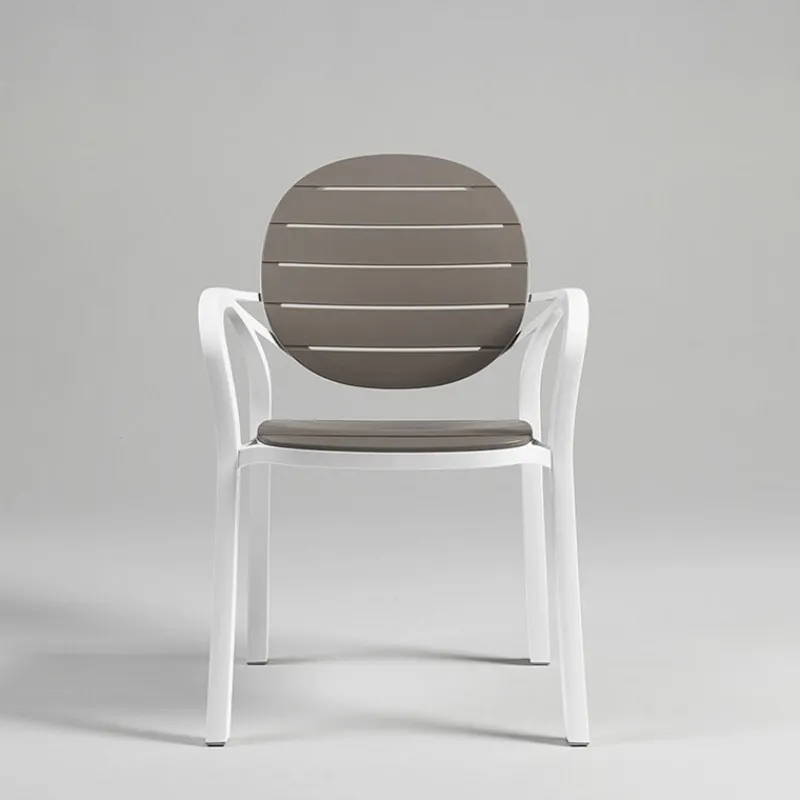 Palma Fauteuil en polypropylène coloris blanc et taupe> Chaise De Cuisine|Chaise De Salle à Manger