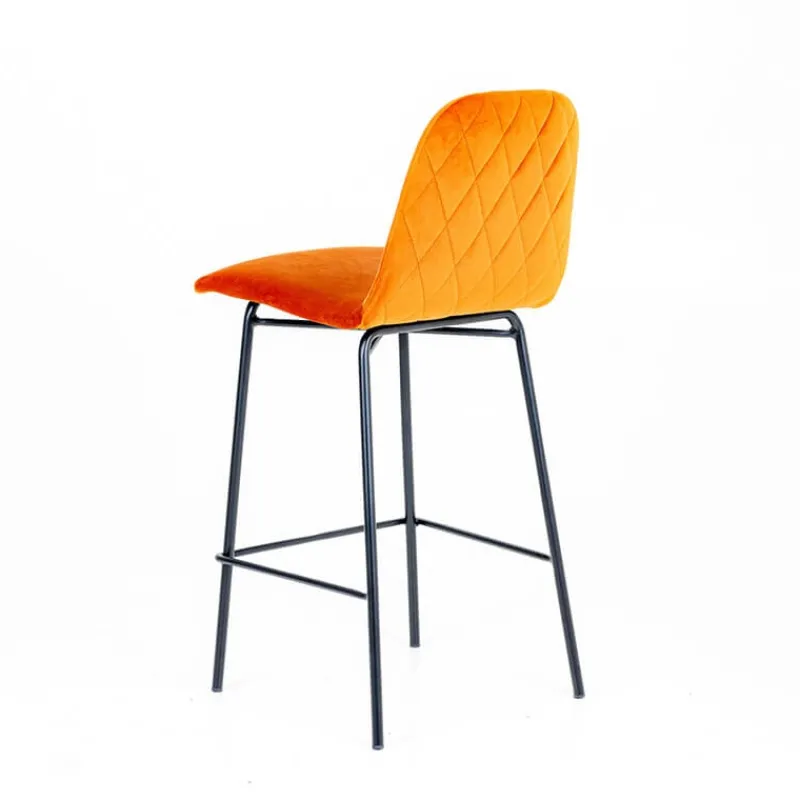 Sessio Pandora diamant Tabouret snack dos matelassé en tissu et pieds métal> Tabouret Snack (assise +/- 65 Cm)|Tabouret De Bar (assise +/- 80 Cm)
