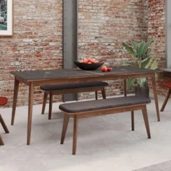 Dasras Paul Table à manger scandinave en bois et céramique> Table De Salle à Manger