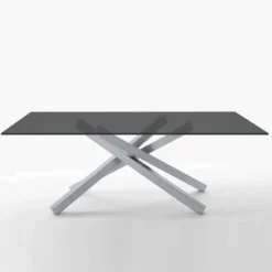 Midj Péchino ® Table design en verre trempé et piétement mikado en métal> Table De Salle à Manger