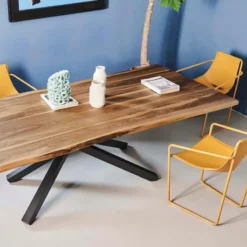 Midj Pechino ® Table design en bois massif piétement mikado en métal> Table De Salle à Manger