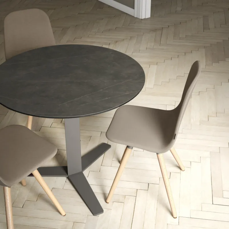 Cancio Peliccan Table ronde petit espace en céramique et métal> Table De Cuisine|Table Pour Petit Espace