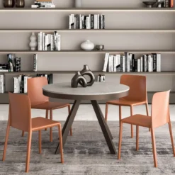 Ozzio PetaloTable ronde design extensible avec pieds en métal> Table De Salle à Manger|Table Pour Petit Espace