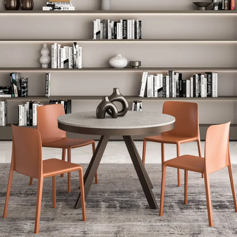 Ozzio PetaloTable ronde design extensible avec pieds en métal> Table De Salle à Manger|Table Pour Petit Espace