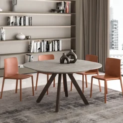 Ozzio PetaloTable ronde design extensible avec pieds en métal><noscript><img width=