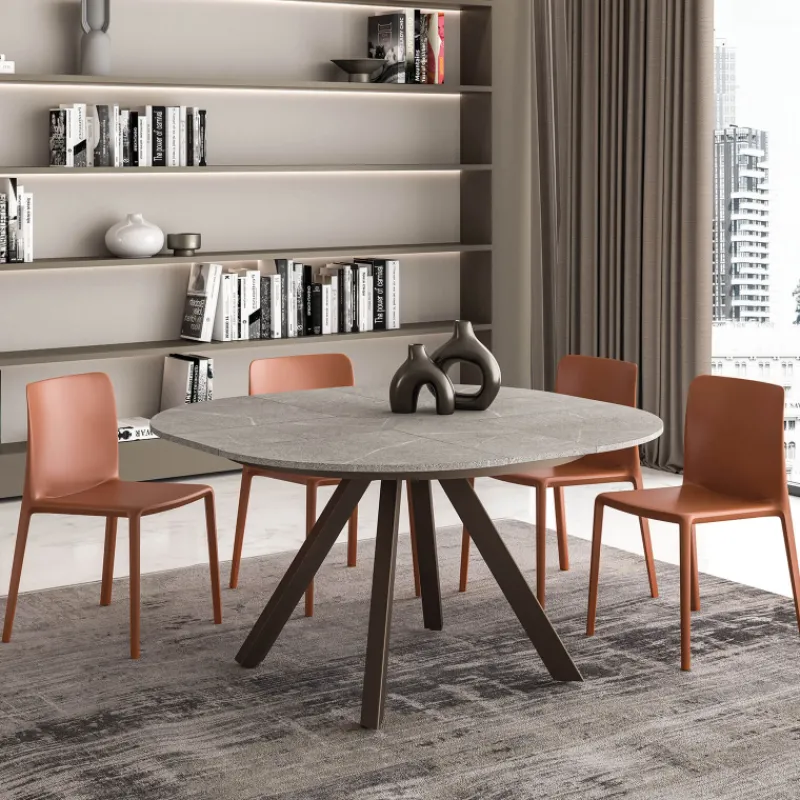 Ozzio PetaloTable ronde design extensible avec pieds en métal> Table De Salle à Manger|Table Pour Petit Espace