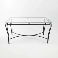 Jayso Pisa Table d'extérieur provençale en verre trempé et acier> Table De Jardin