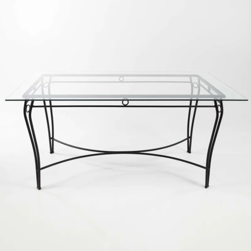 Jayso Pisa Table d'extérieur provençale en verre trempé et acier> Table De Jardin