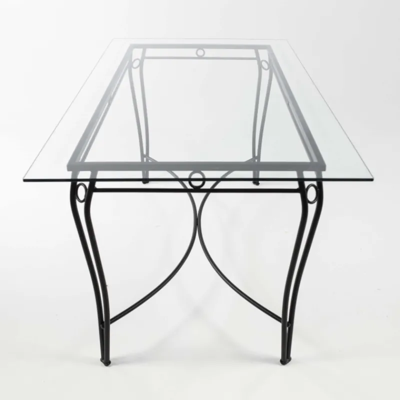 Jayso Pisa Table d'extérieur provençale en verre trempé et acier> Table De Jardin